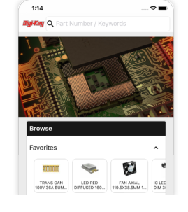 Søg efter produkter og få adgang til Min DigiKey
