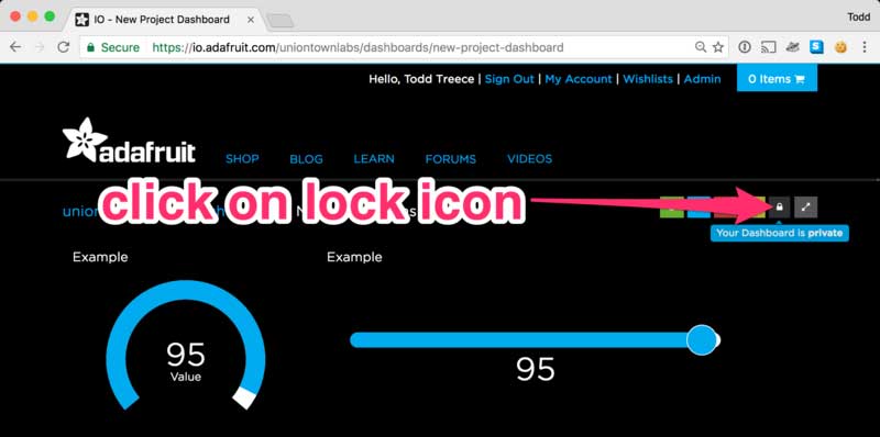 Making a Dashboard Public or Private