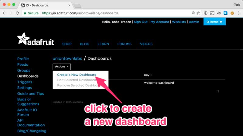 Create a New Dashboard